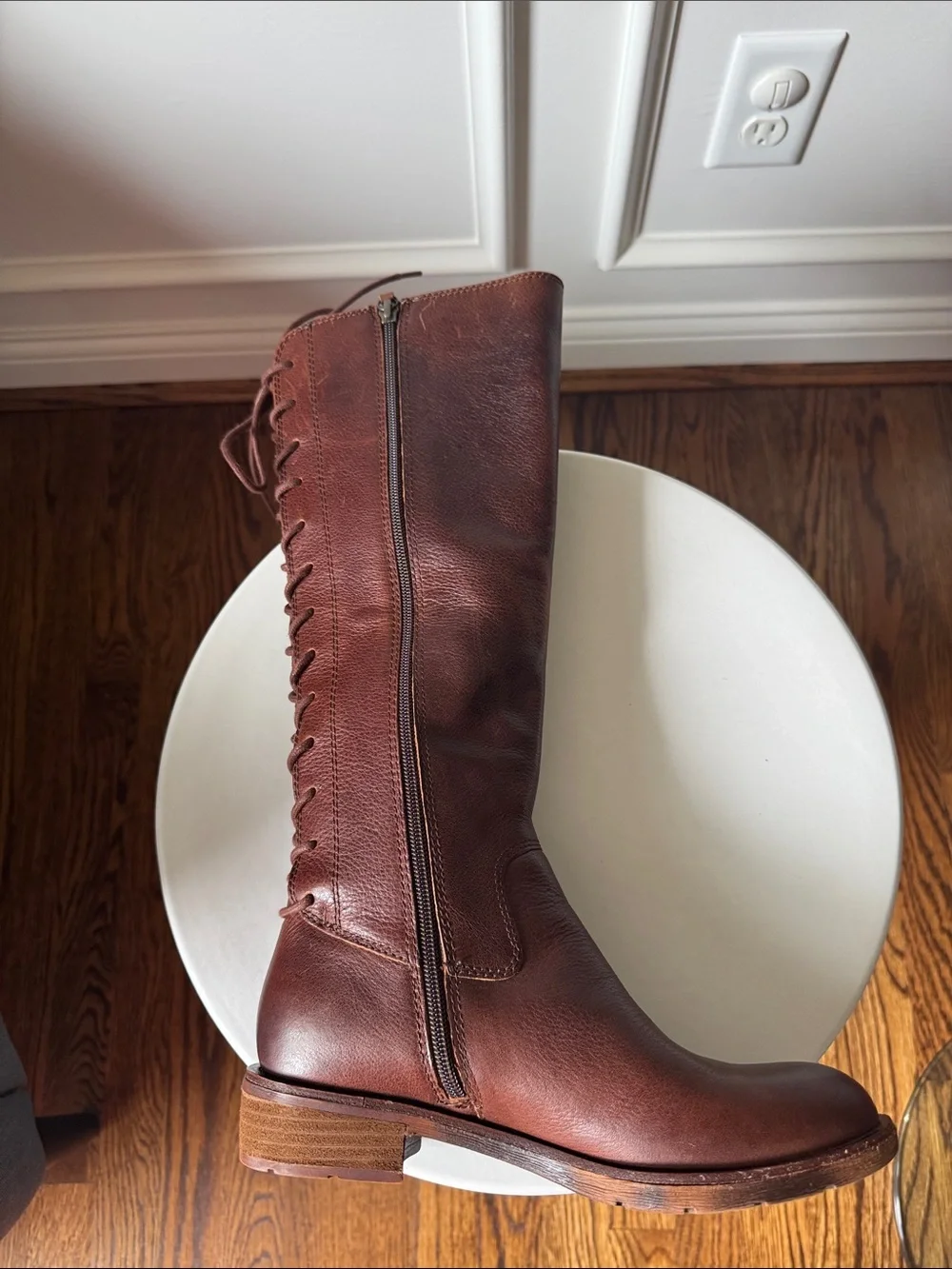 Brown/Tan Leather Knee-High Boots Size 6.5
